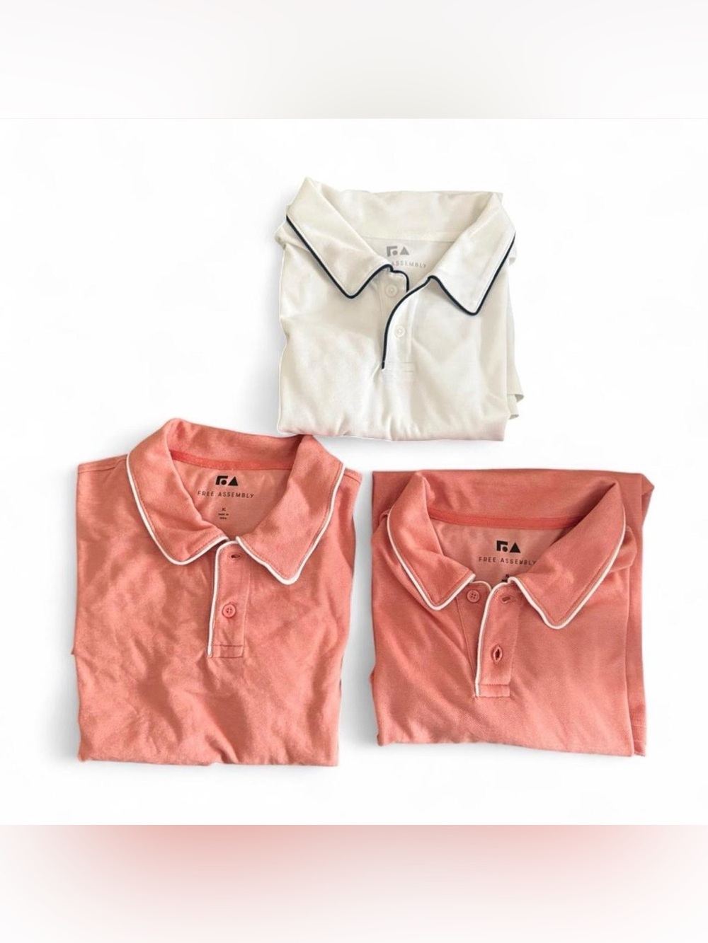 Lot Of 3 Free Assembly Men's XL  Piped Polo Short Sleeve Collared Casual Top NWT